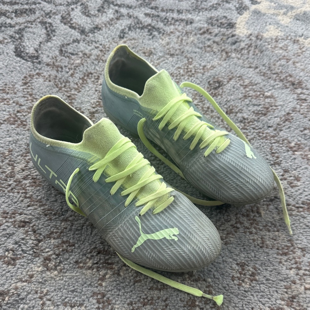 Puma Ultra 3.4 FG Soccer Cleats Silver Yellow 6.5